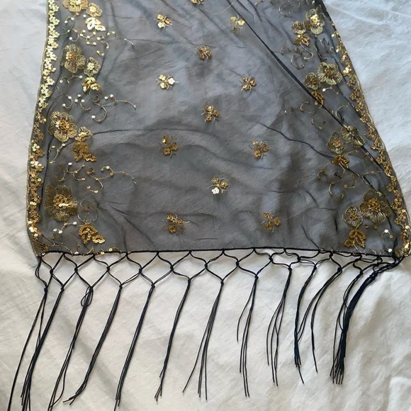 Elegant Sequin Tassel Shawl Scarf Cover up - Picture 3 of 5